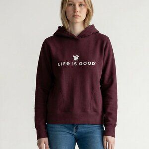 Women's Life is Good Fleece Crafty Wordmark Good Vibes Hoodie